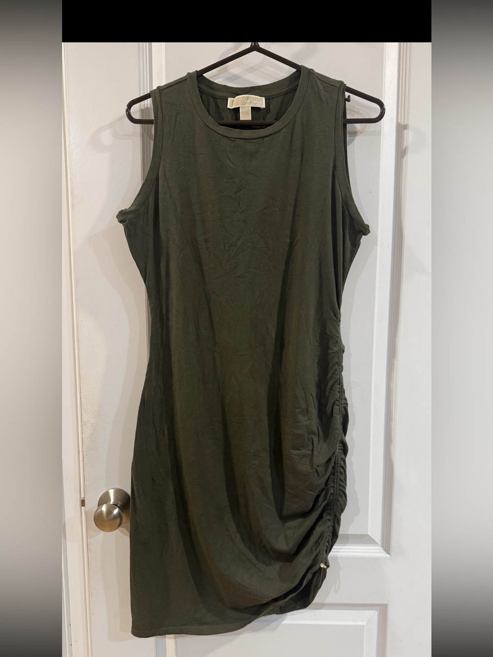 Michael Kors Olive Green Ruched Side Tank Dress